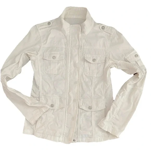 Kensie White Zip Up Utility Jacket Women’s Size Small - Picture 3 of 15